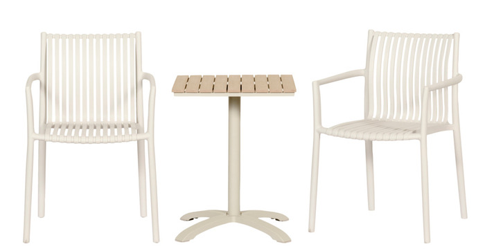 Kafébord Dover 58 x 58 cm alu/nonwood lys teak